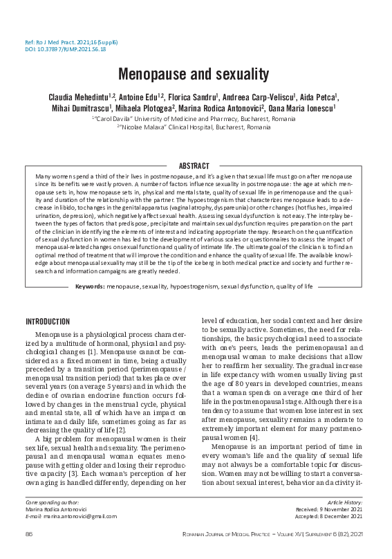 (PDF) Menopause and sexuality Marina Antonovici Academia.edu
