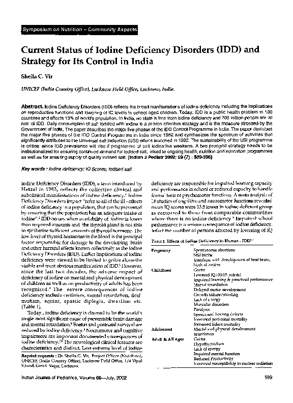(PDF) Current status of iodine deficiency disorders (IDD) and strategy ...