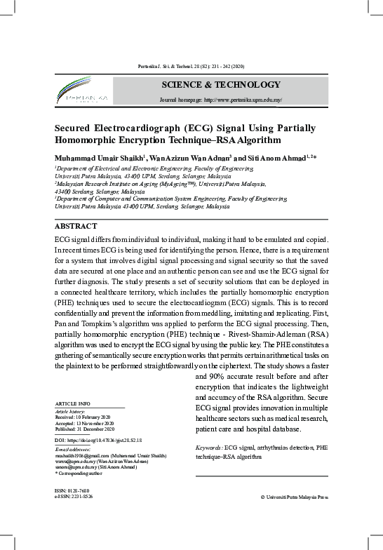 Pdf Secured Electrocardiograph Ecg Signal Using Partially
