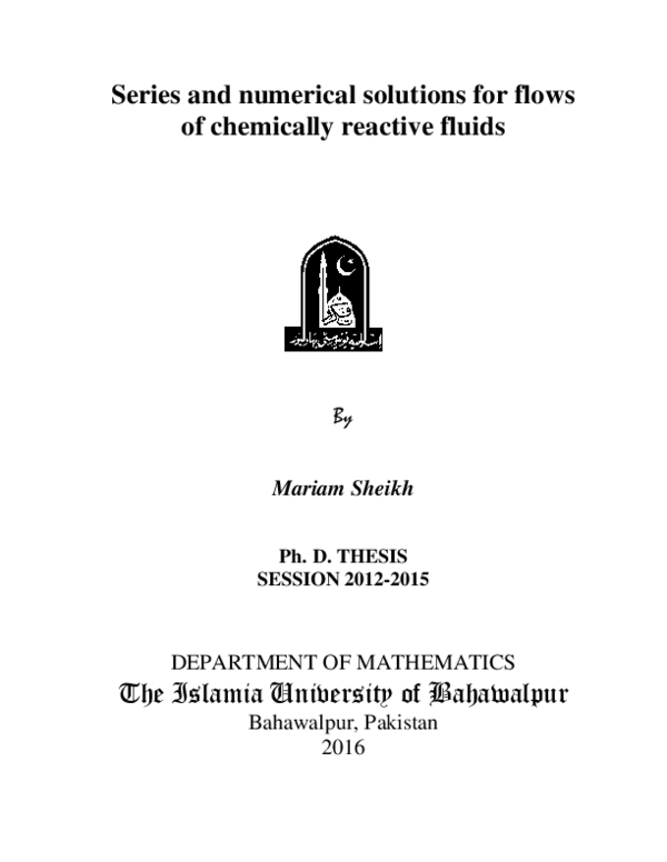 (PDF) Series and numerical solutions for flows of chemically reactive ...