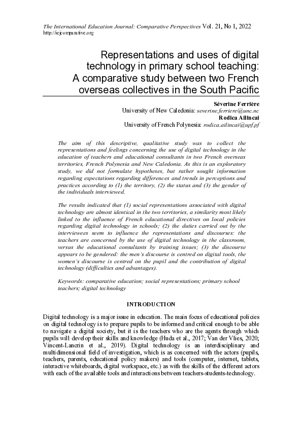 (PDF) Representations and uses of digital technology in primary school ...