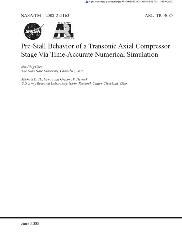 (PDF) Prestall Behavior of a Transonic Axial Compressor Stage via Time ...