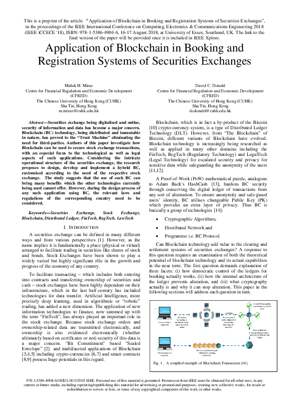 (PDF) Application of Blockchain in Booking and Registration Systems of ...