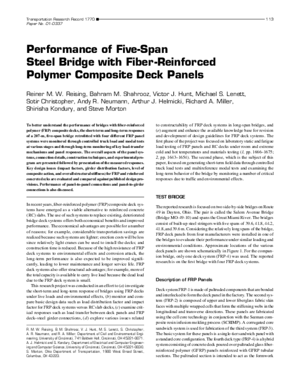 (PDF) Performance of Five-Span Steel Bridge with Fiber-Reinforced ...