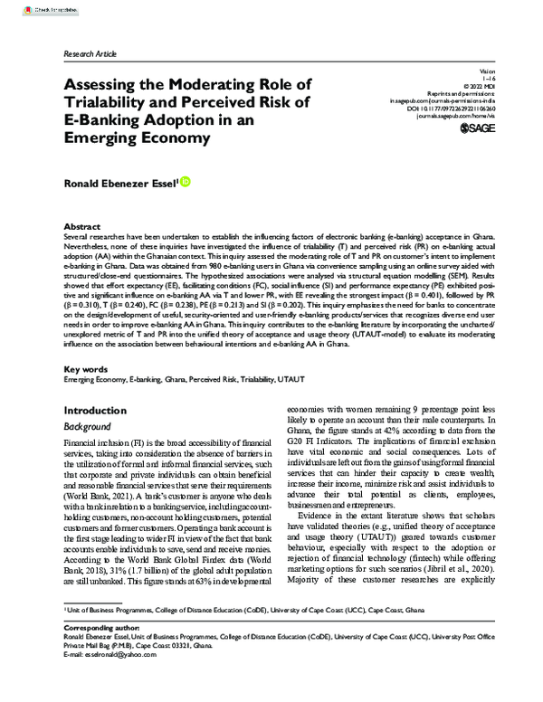 (PDF) Assessing the Moderating Role of Trialability and Perceived Risk ...