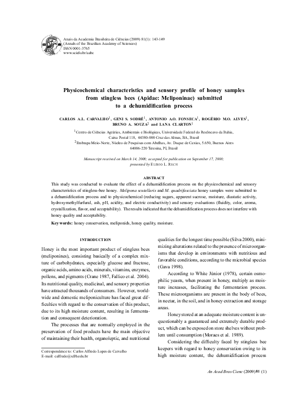 (PDF) Physicochemical characteristics and sensory profile of honey ...