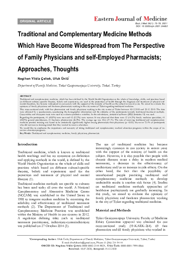 (PDF) Traditional and Complementary Medicine Methods Which Have Become ...