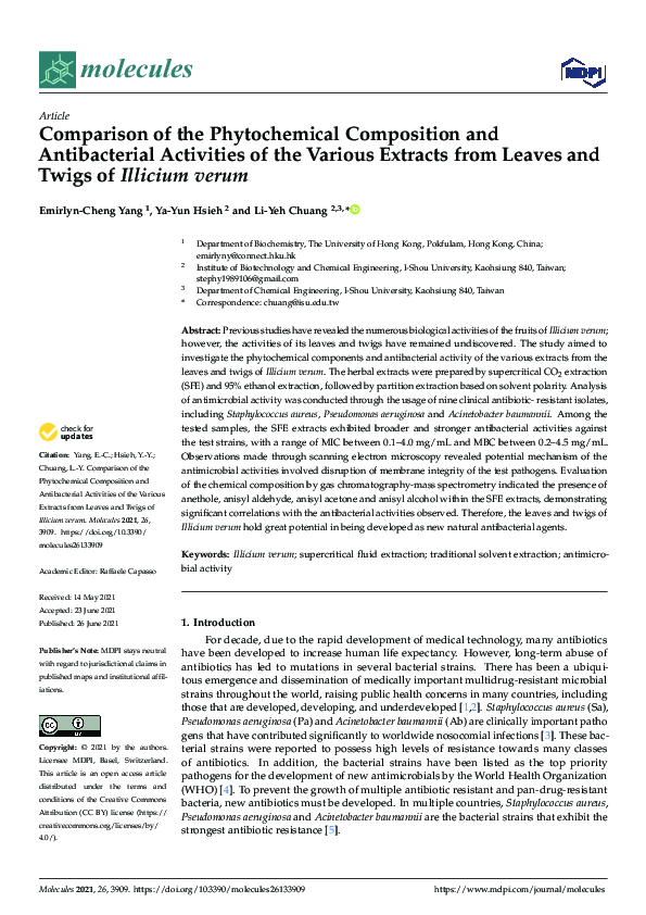 (PDF) Comparison of the Phytochemical Composition and Antibacterial ...