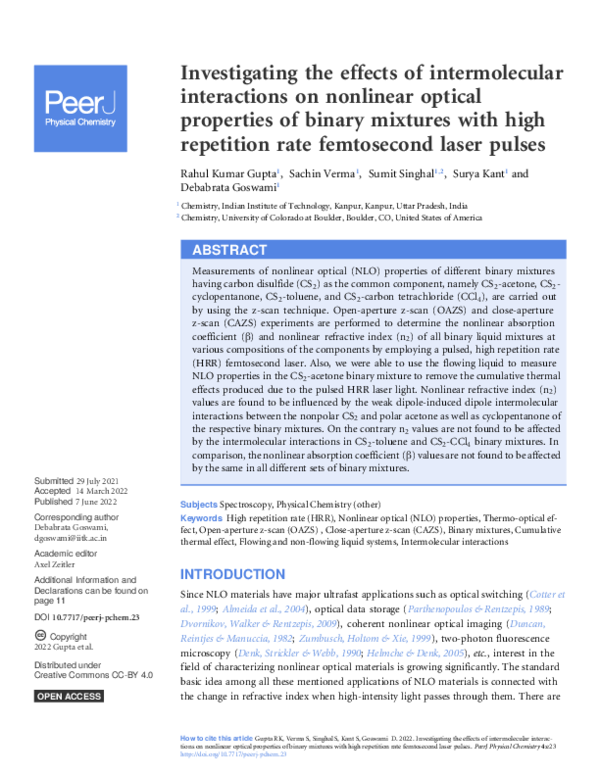 (PDF) Investigating the effects of intermolecular interactions on ...