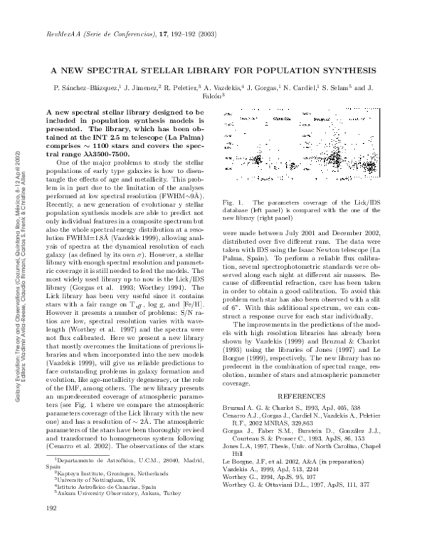 (PDF) A New Spectral Stellar Library for Population Synthesis