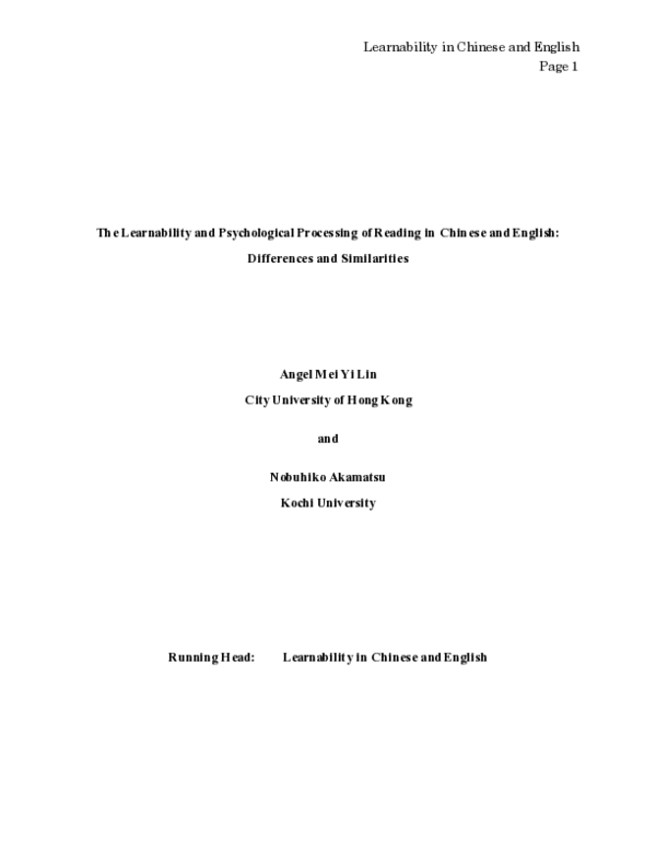 (PDF) The learnability and psychological processing of reading in ...