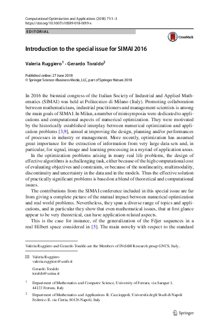 (PDF) Introduction to the special issue for SIMAI 2016