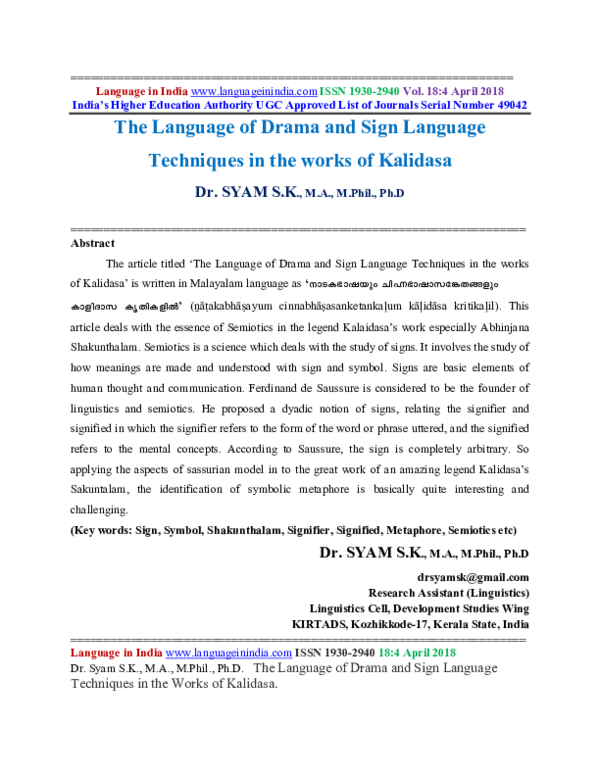 (PDF) The Language of Drama and Sign Language Techniques in the works ...