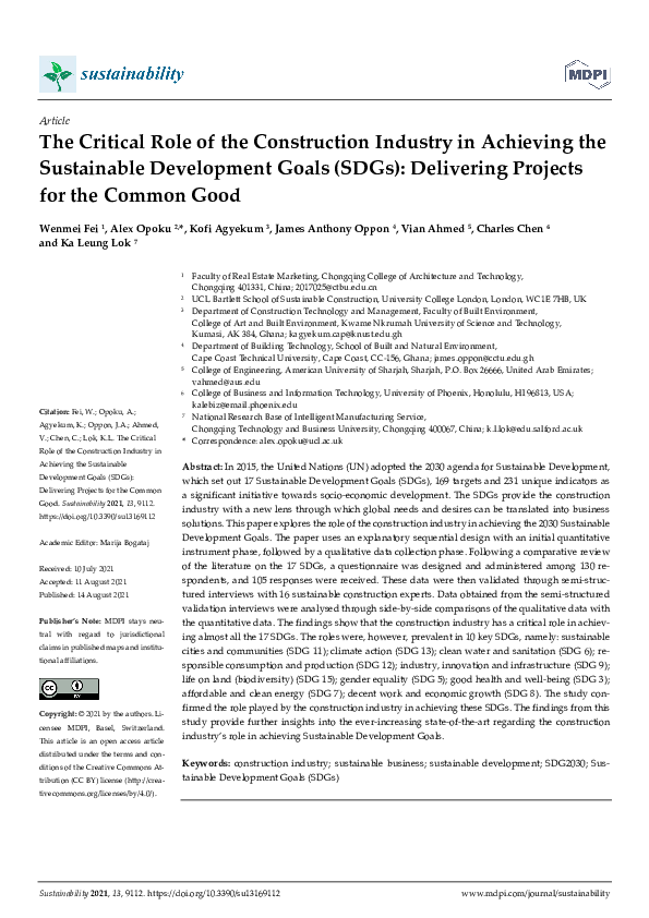 (PDF) The Critical Role of the Construction Industry in Achieving the ...