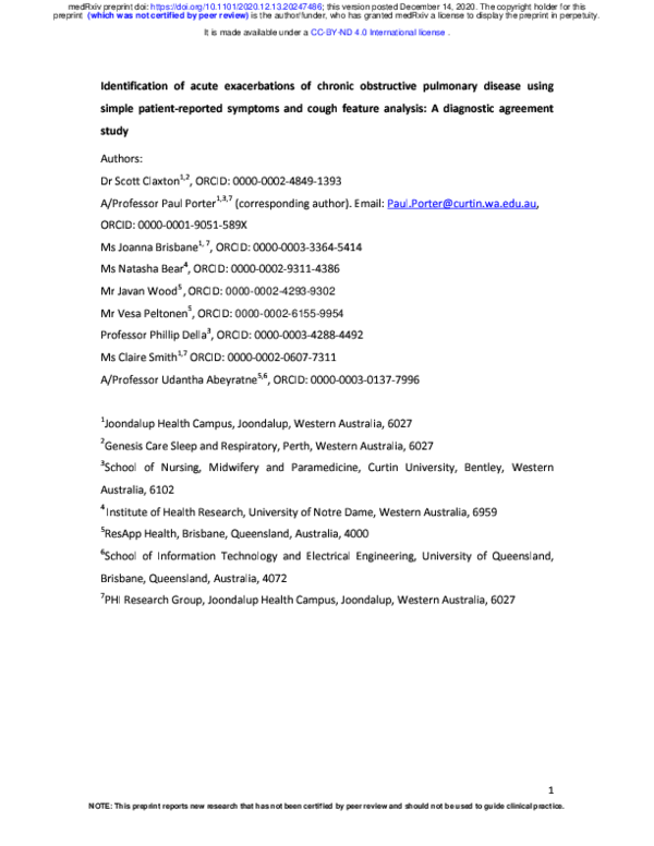 (PDF) Identification of acute exacerbations of chronic obstructive ...