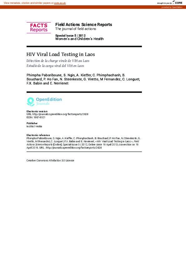 (PDF) HIV Viral Load Testing in Laos