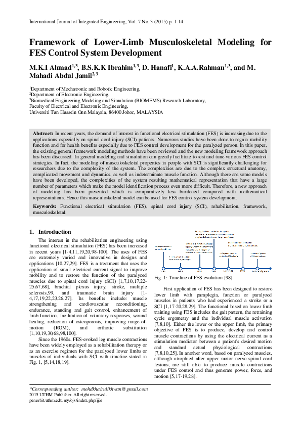 (PDF) Framework of Lower-Limb Musculoskeletal Modeling for FES Control ...
