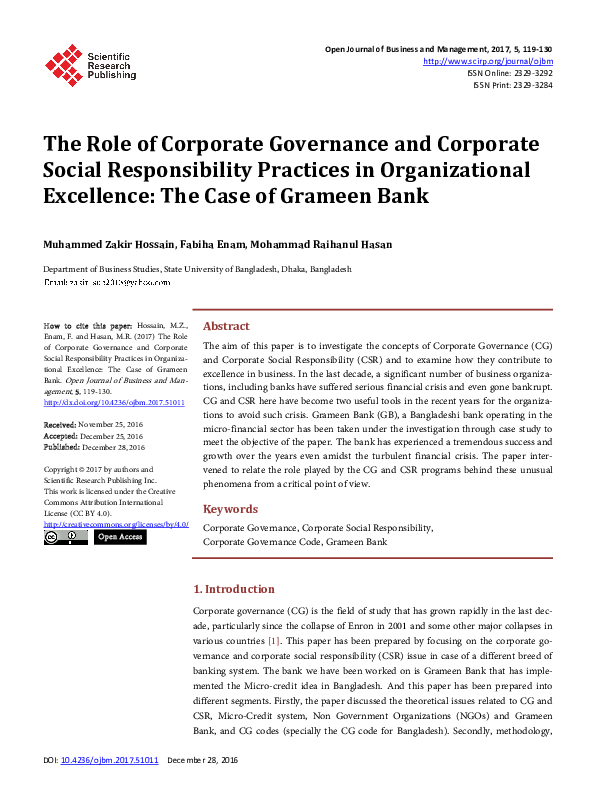 (PDF) The Role of Corporate Governance and Corporate Social ...