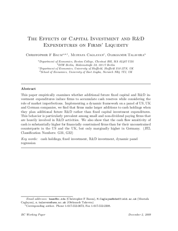 (PDF) The Effects of Capital Investment and R & D Expenditures on Firms ...