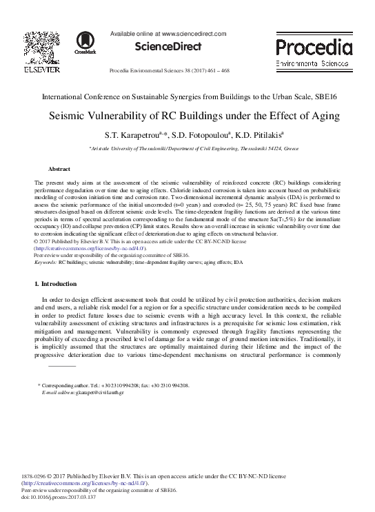 (PDF) Seismic Vulnerability of RC Buildings under the Effect of Aging