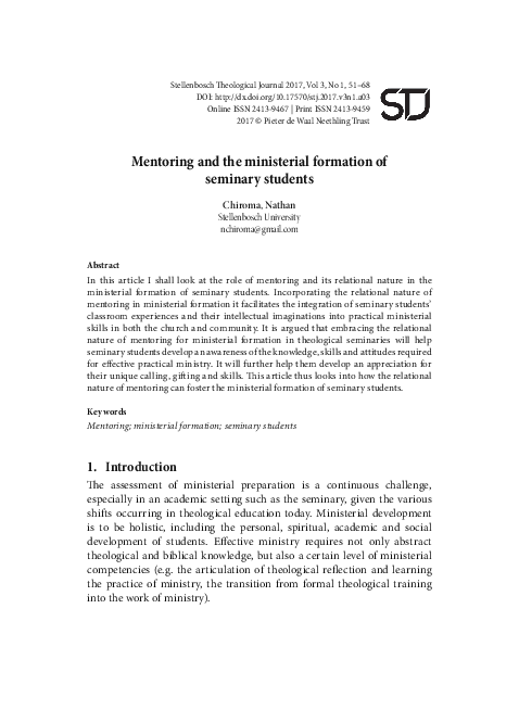 (PDF) Mentoring and the ministerial formation of seminary students