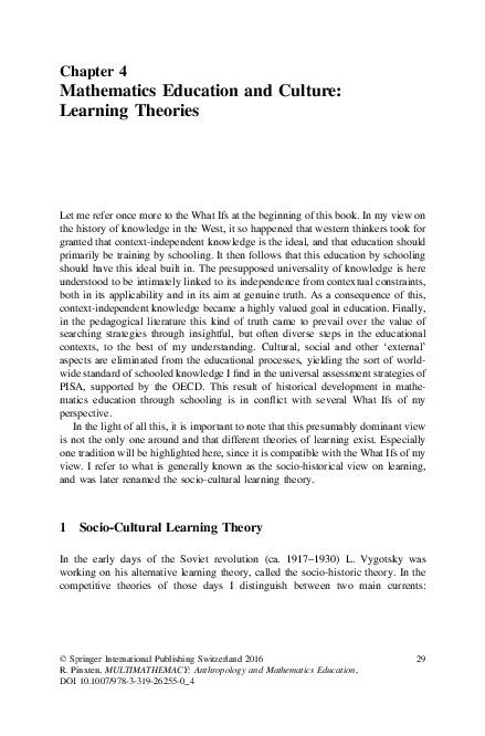 (PDF) MULTIMATHEMACY: Anthropology and Mathematics Education