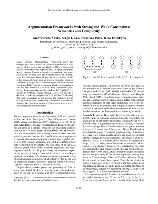 (PDF) Argumentation Frameworks with Strong and Weak Constraints ...
