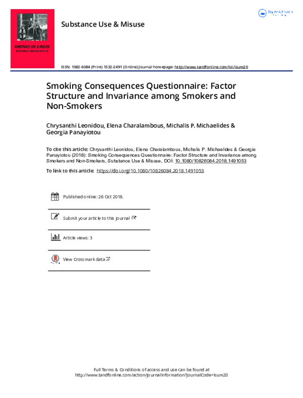 (PDF) Smoking Consequences Questionnaire Factor Structure and Invariance among Smokers and Non