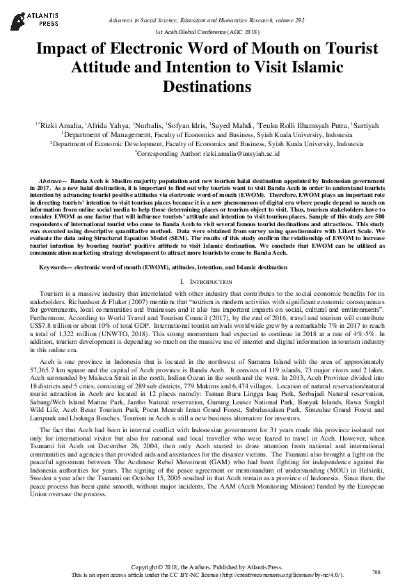 (PDF) Impact of Electronic Word of Mouth on Tourist Attitude and ...