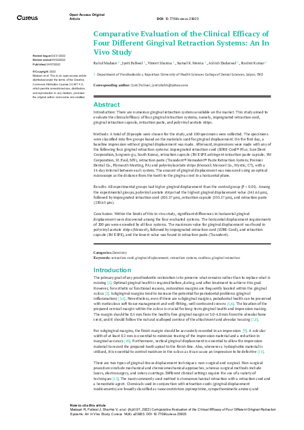(PDF) Comparative Evaluation of the Clinical Efficacy of Four Different ...