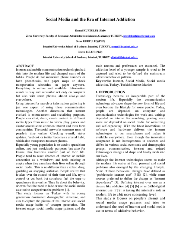 (PDF) Social Media and the Era of Internet Addiction