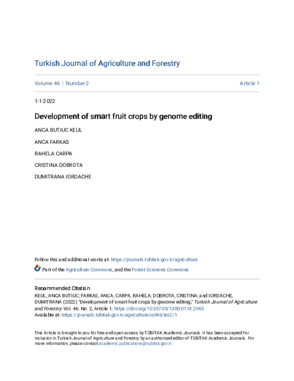 (PDF) Development of smart fruit crops by genome editing