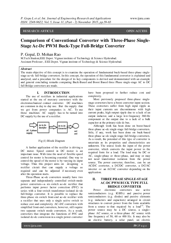 (PDF) Comparison of Conventional Converter with Three-Phase Single ...