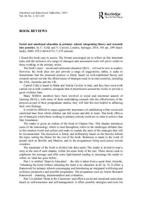 (PDF) Social and Emotional Education in Primary School