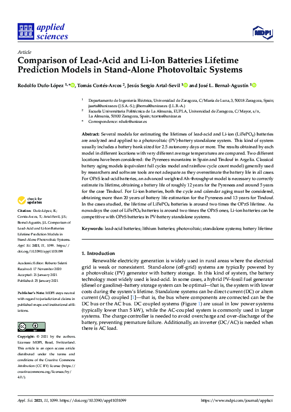 (PDF) Comparison of Lead-Acid and Li-Ion Batteries Lifetime Prediction ...
