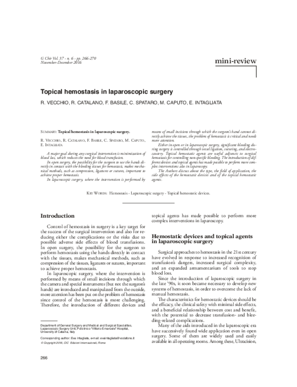 (PDF) Topical hemostasis in laparoscopic surgery