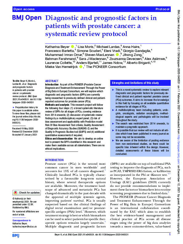 (PDF) Diagnostic and prognostic factors in patients with prostate ...