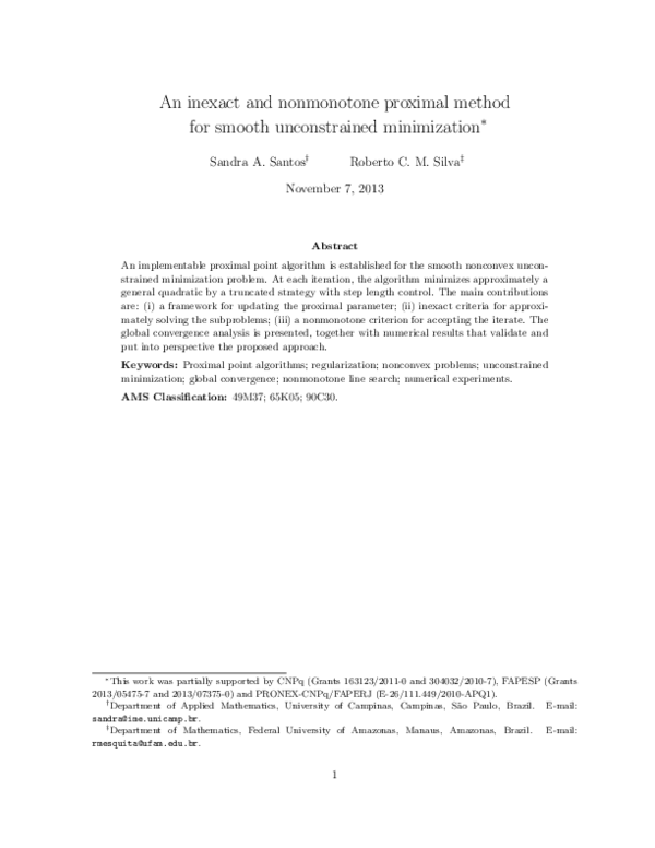 (PDF) An inexact and nonmonotone proximal method for smooth ...