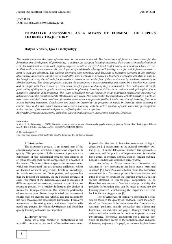 (PDF) Formative assessment as a means of forming the pupil's learning ...