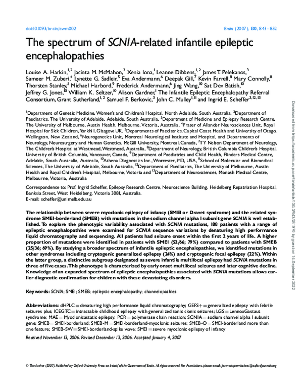 (PDF) The spectrum of SCN1A-related infantile epileptic encephalopathies
