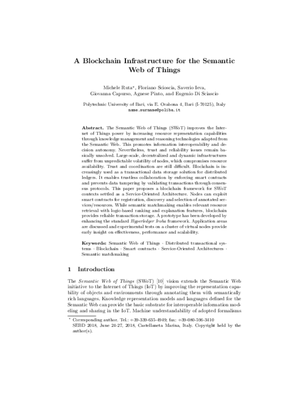 (PDF) A Blockchain Infrastructure for the Semantic Web of Things