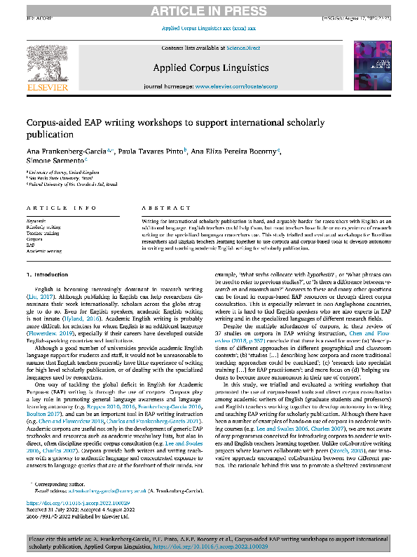(PDF) Corpus-aided EAP writing workshops to support international ...