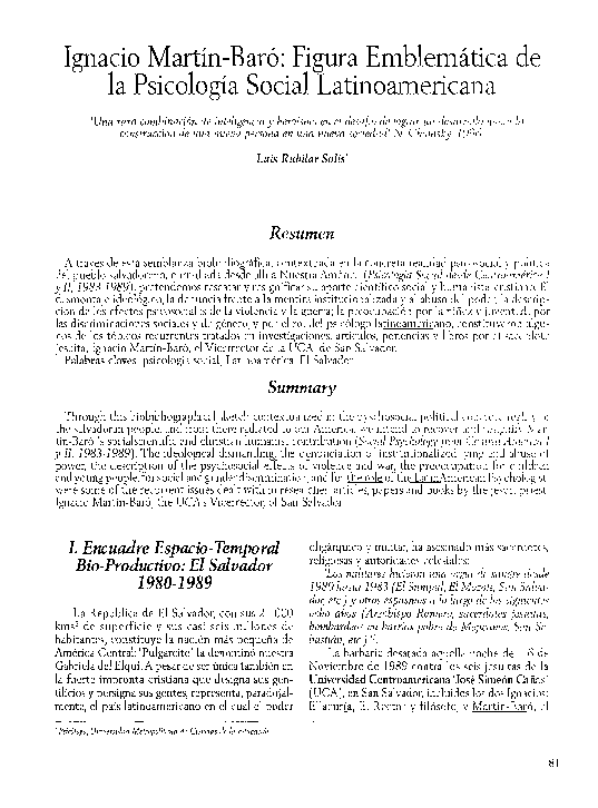 (PDF) Ignacio Martín-Baró: figura emblemática de la psicología social ...