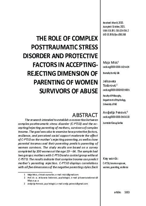 (PDF) The Role of Complex Posttraumatic Stress Disorder and Protective ...
