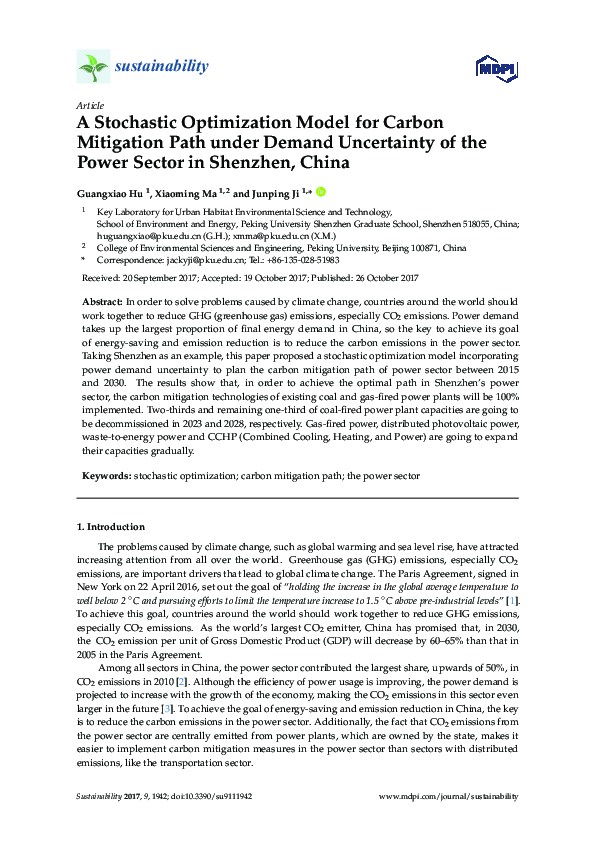 (PDF) A Stochastic Optimization Model for Carbon Mitigation Path under ...