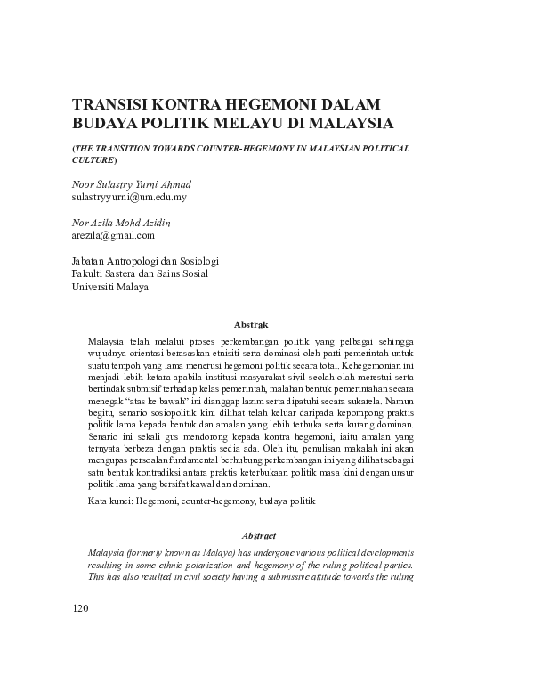 (PDF) The Transition Towards Counter Hegemony in Malaysian Political ...