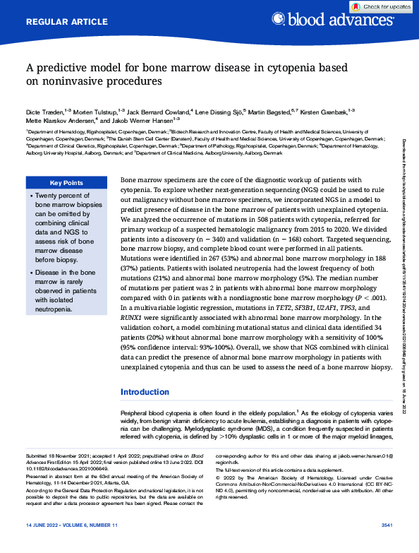 (PDF) A predictive model for bone marrow disease in cytopenia based on ...