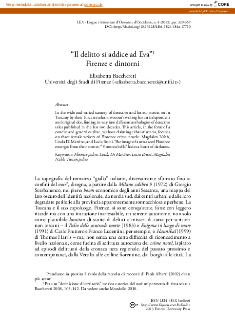 "Il delitto si addice ad Eva". Firenze e dintorni