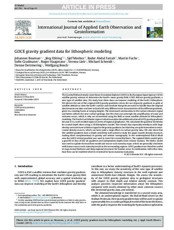 (PDF) GOCE gravity gradient data for lithospheric modeling