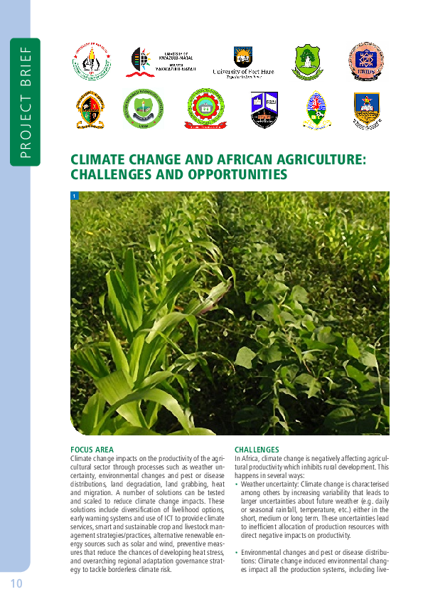 (PDF) Climate Change and African Agriculture: Challenges and Opportunities